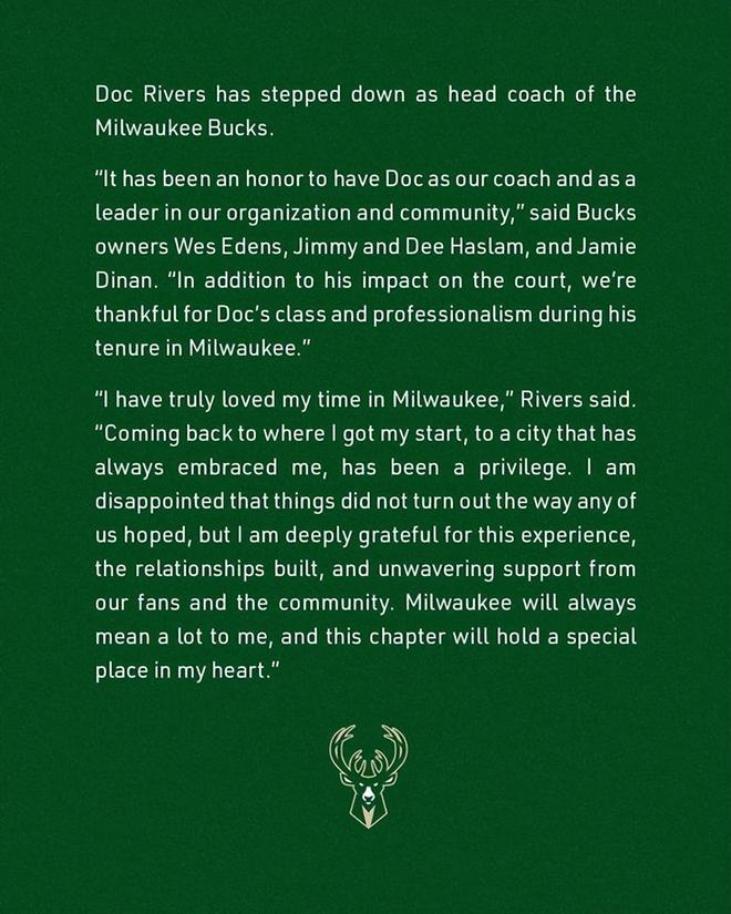 雄鹿官宣解雇里弗斯 历史战绩与未来挑战